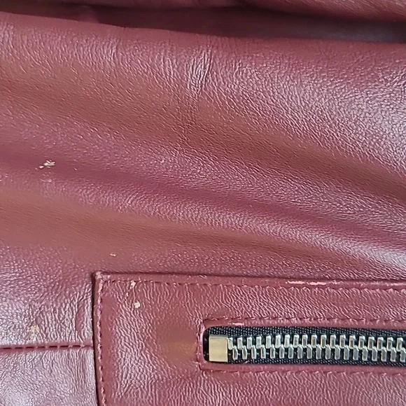 Reformation Biker Leather Jacket Berry/Burgundy - Picture 9 of 12